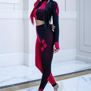 Harley Quinn athleisure two piece long sleeve leggings set NWT size S